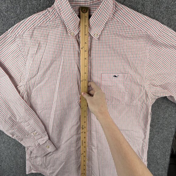 Vineyard Vines Cotton Button Up Red Blue Check Classic Fit Tucker Shirt Large - Picture 3 of 16